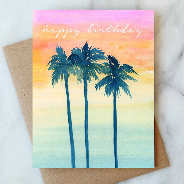 Sunset Palms Birthday Card