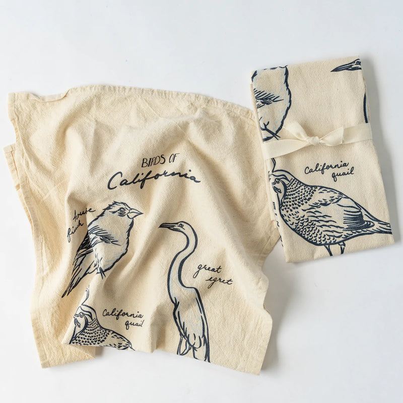 Birds of California flour sack kitchen towel