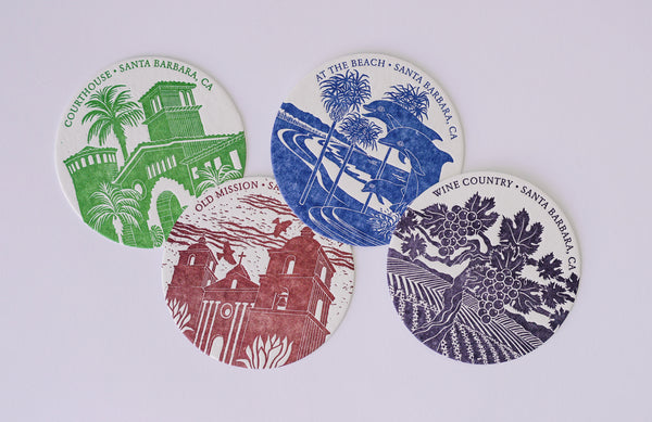 Santa Barbara Letterpress Coaster Set