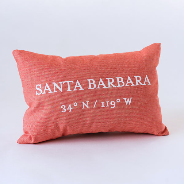 Coral Santa Barbara Latitude / Longitude Pillow