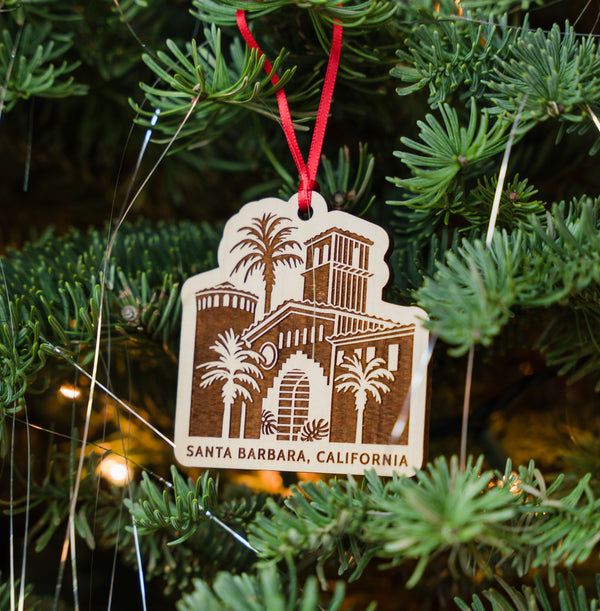 Santa Barbara Courthouse Wood Ornament