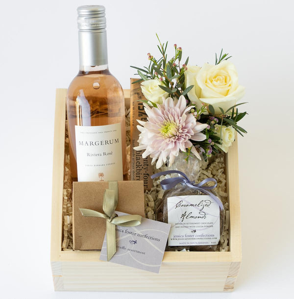 Petite Chocolate Wine + Flowers Gift Box