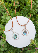two abalone necklaces