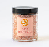 Poppy bath salts in glass jar