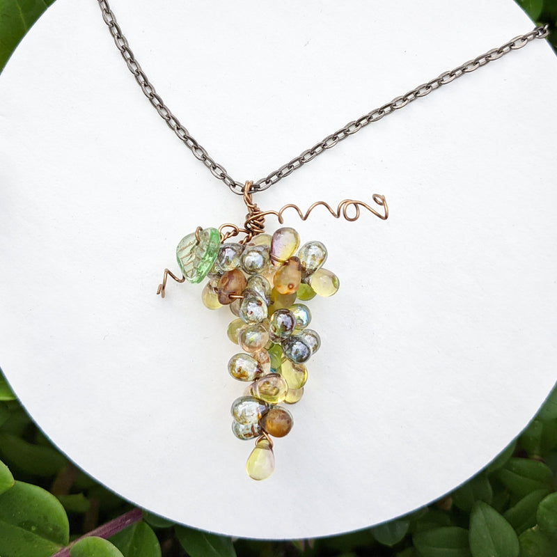 Wine Grape Cluster Pendant Necklace