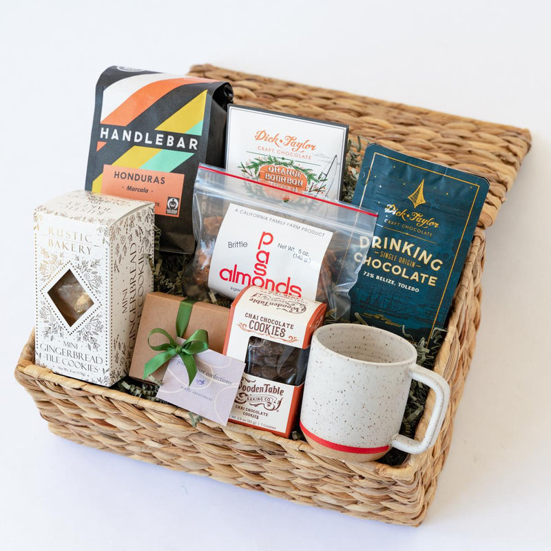 Merry Holiday Treats with Cozy Mug Gift Basket