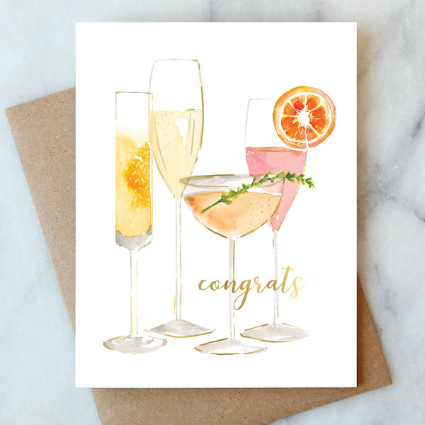 Bubbly Cocktail Congrats Note Card