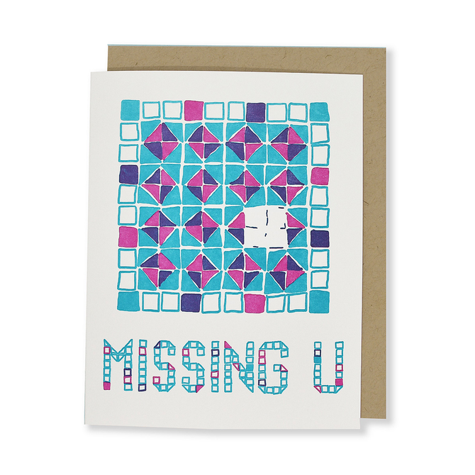 Miss U Letterpress Greeting Card