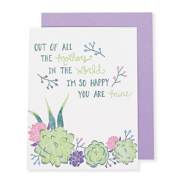 Succulent Mothers Letterpress Card