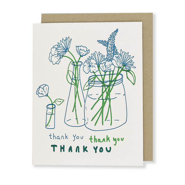 Thank You Flowers Letterpress Greeting Card