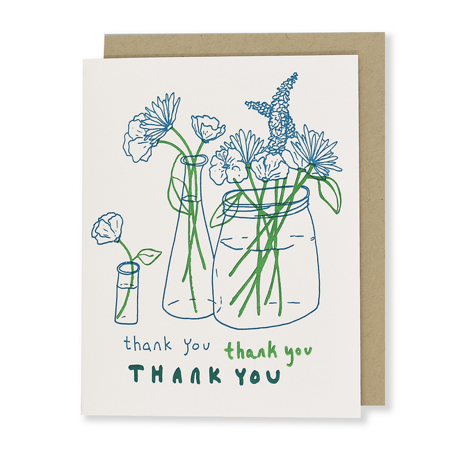Thank You Flowers Letterpress Greeting Card
