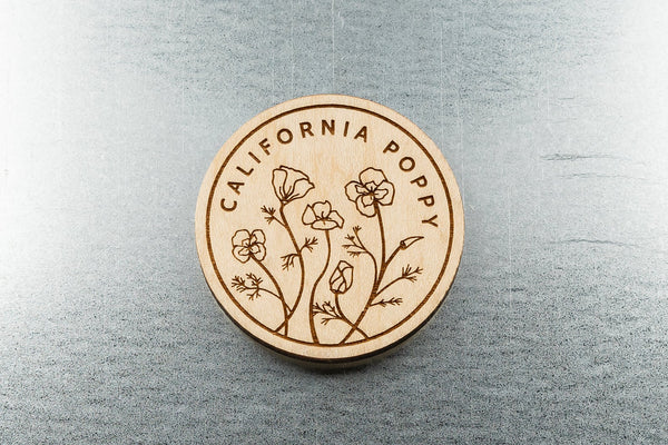 California Poppy Wood Magnet