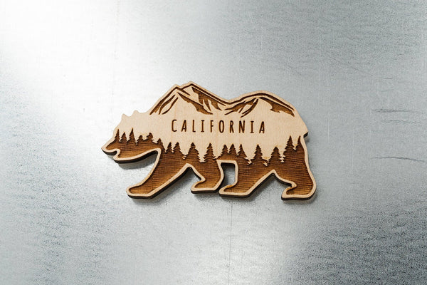 California Bear Wood Magnet