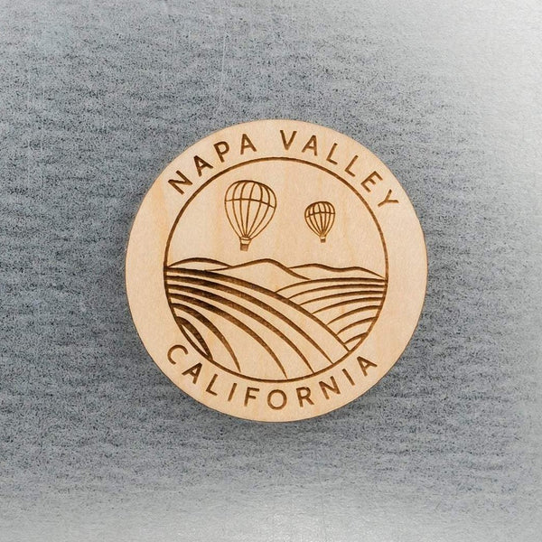 Napa Valley Hot Air Balloons Wood Magnet