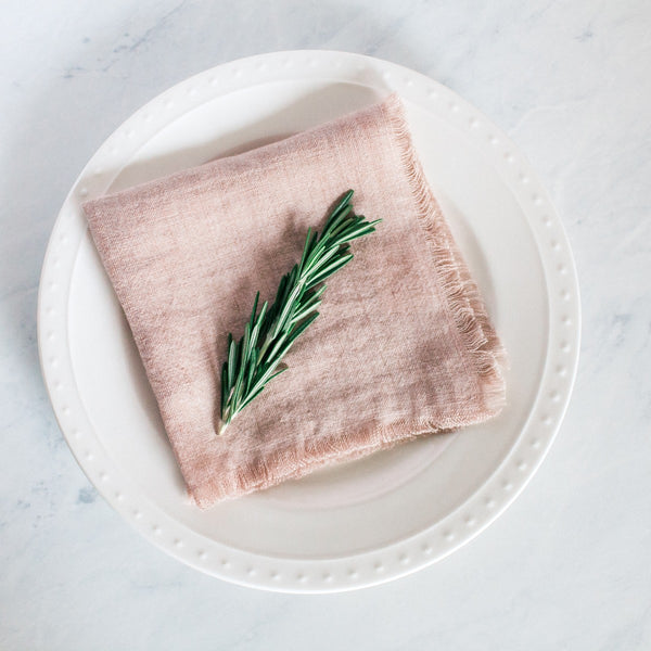 Stone Washed Linen Cocktail Napkin: Blush (Fair Trade)