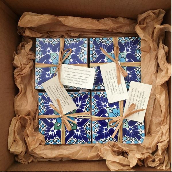 Laila Ceramic Tile Coaster Set Coasters & Trivets - Coasters & Trivets, The Santa Barbara Company - 4
