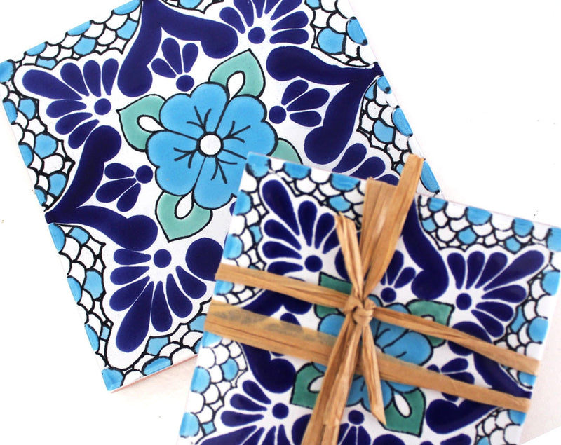 Laila Ceramic Tile Coaster Set Coasters & Trivets - Coasters & Trivets, The Santa Barbara Company - 2