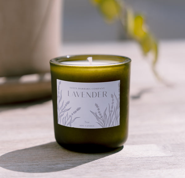 Lavender Candle - 7 oz | Pictured on wood background