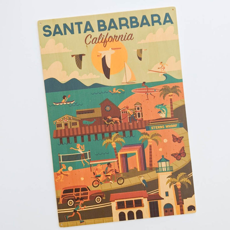 Santa Barbara Scene Wood Poster