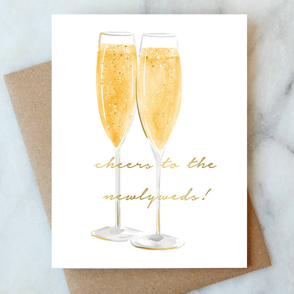 Newlywed Champagne Cheers Note Card