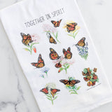 Z - Together in Spirit Monarchs Flour Sack Towel: 100% cotton with monarch butterflies and “Together in Spirit” caption.