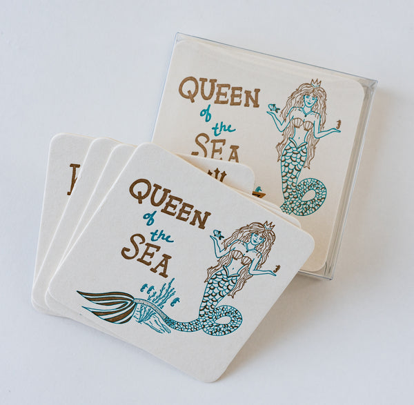 Queen of the Sea Letterpress Coasters