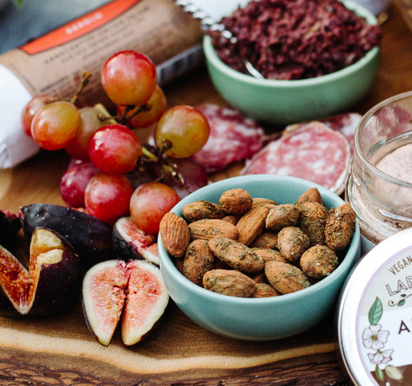 California Herb Almonds on an Appetizer Platter