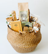 Bubbly & Snacks Santa Barbara Welcome Gift Basket top view