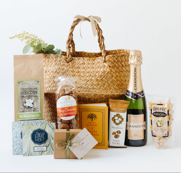 Bubbly & Snacks Santa Barbara Welcome Gift Basket 