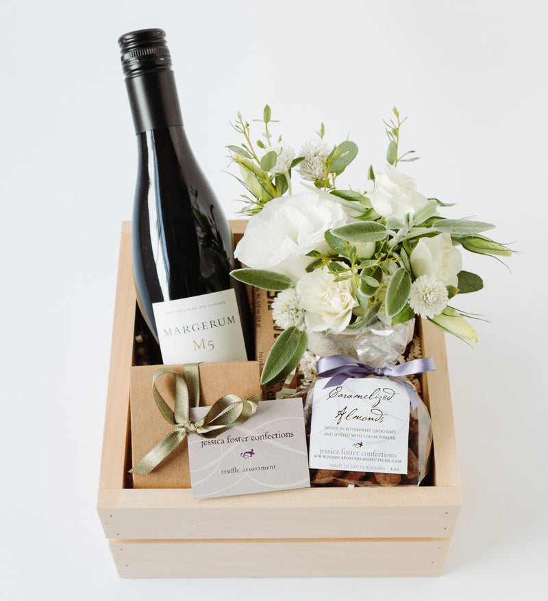 Petite Chocolate Wine + Flowers Gift Box