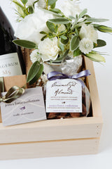 Petite Chocolate Wine + Flowers Gift Box