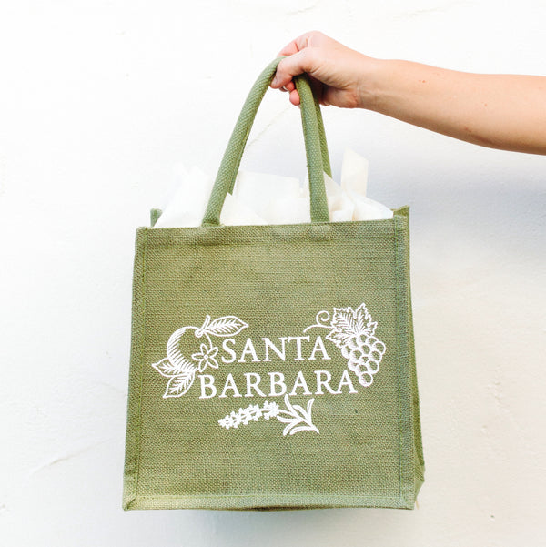 Santa Barbara short handled tote, fair trade tote plastic beach