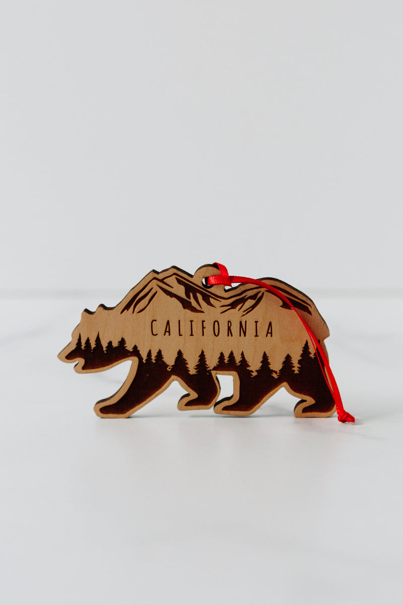 California Bear Wood Ornament