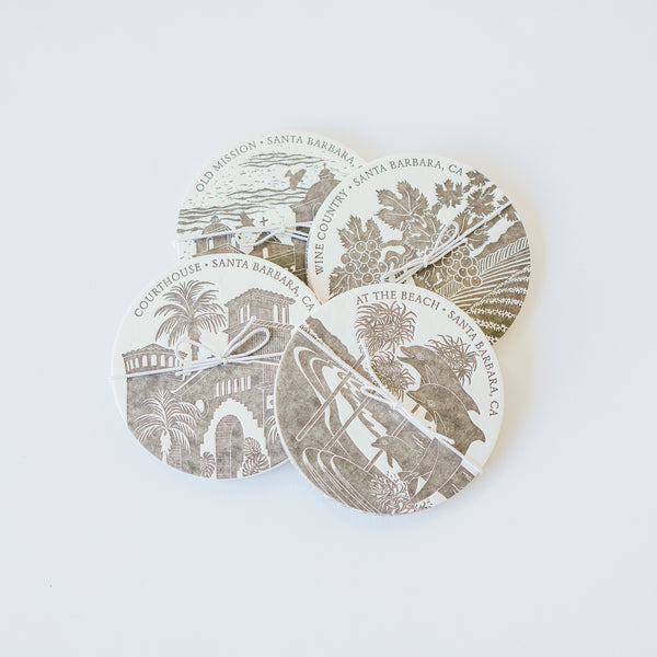 Old Santa Barbara Mission Letterpress Coasters