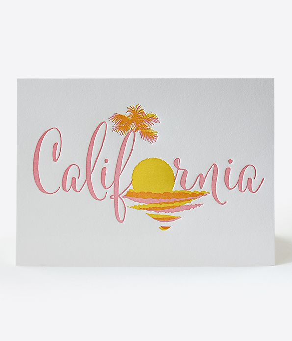 California Sunset Letterpress Card