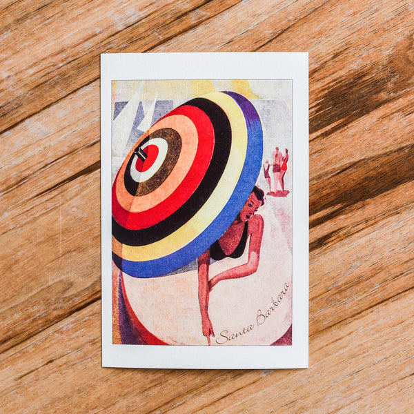 Santa Barbara Umbrella Girl Postcard Postcards - Found Image, The Santa Barbara Company