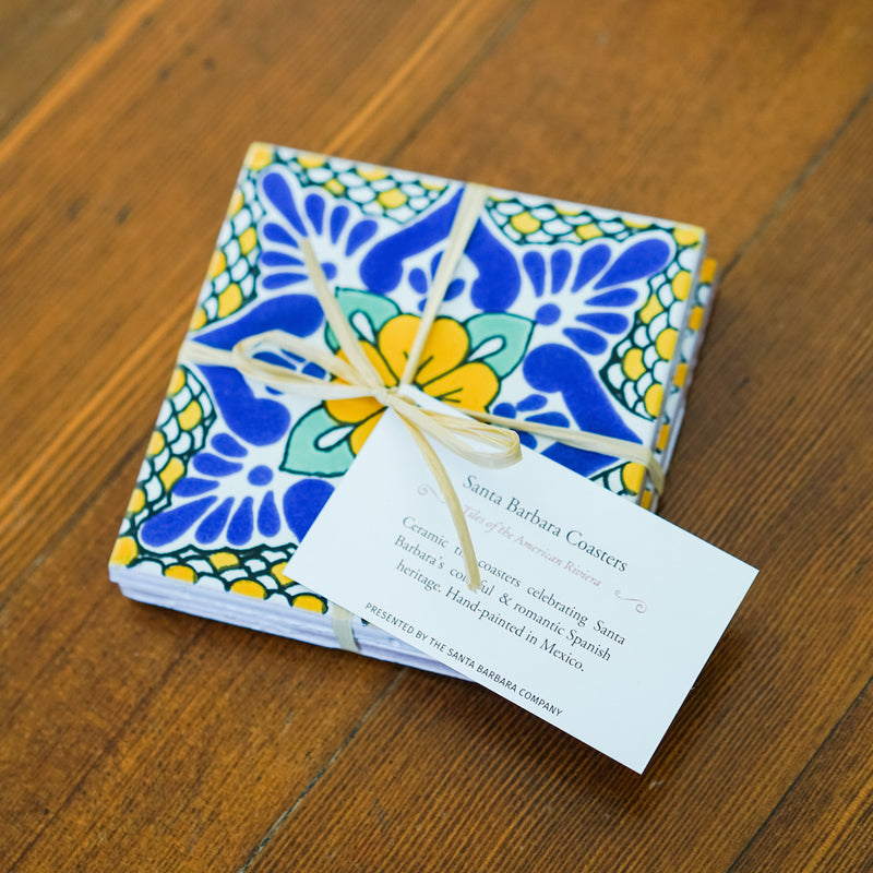 Laila Yellow Ceramic Tile Coasters Coasters & Trivets - Coasters & Trivets, The Santa Barbara Company - 1